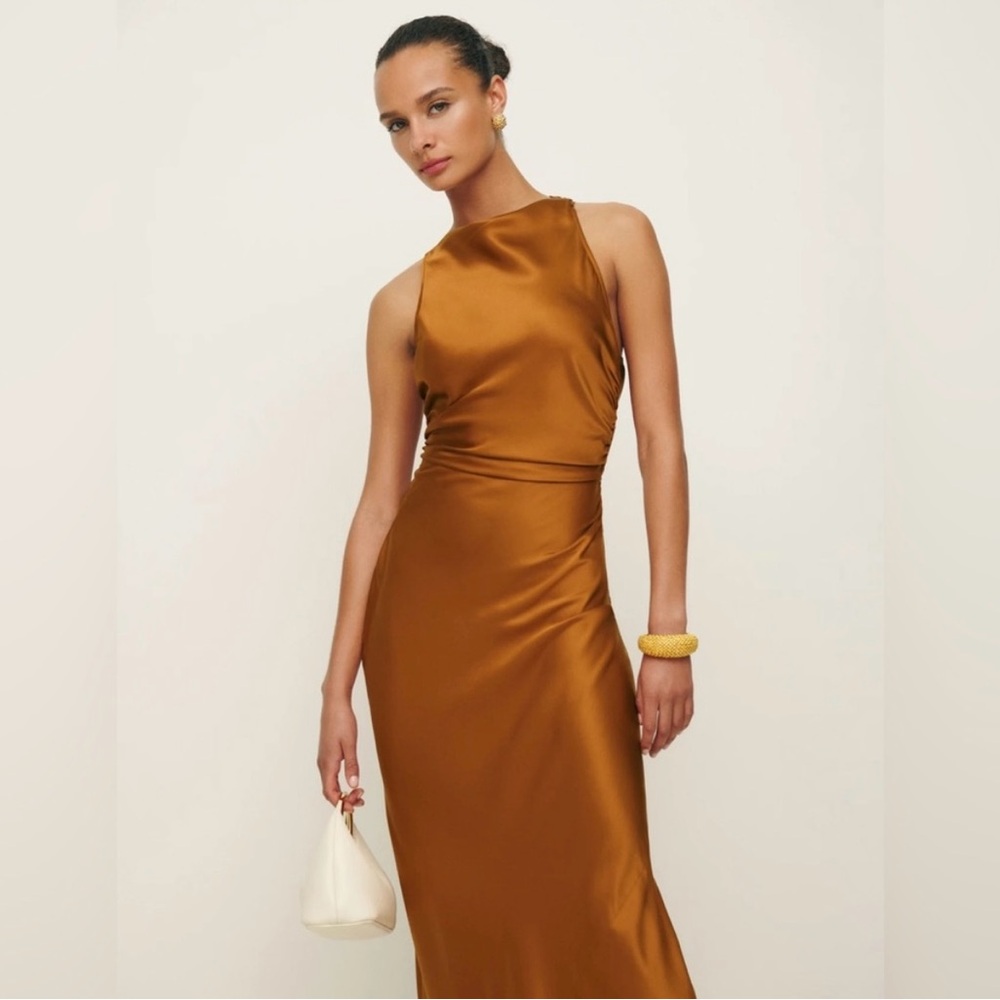 Reformation Anaiis Silk Dress - Copper - Picture 5 of 13